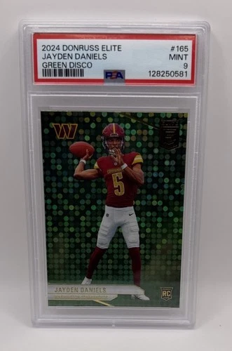 2024 PANINI DONRUSS ELITE GREEN DISCO #165 JAYDEN DANIELS ROOKIE RC PSA 9 MINT