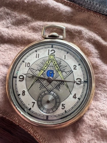 pocket watch vintage waltham colonial series, 17 jewel, Masonic/Freemason1925-27