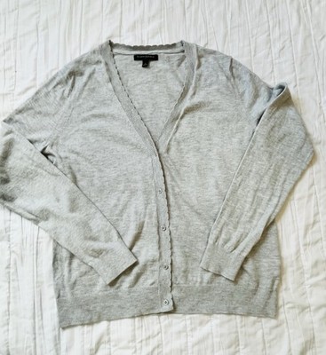 BananaRepublic Women s Cardigan Sweater LargeGray Button FrontV-Neck Lightweight