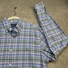 Ralph Lauren slim fit stretch oxford plaid button down shirt men s medium