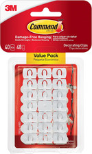 Command Decorating Clips, 40 Clips and 48 Strips, Damage-Free Hanging Light Clip 0.32 per strip