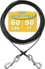 Dog Tie Out Cable,50Ft Dog Run Cable,Tie-Out Cable for Small Dogs up to 60 Lbs,D