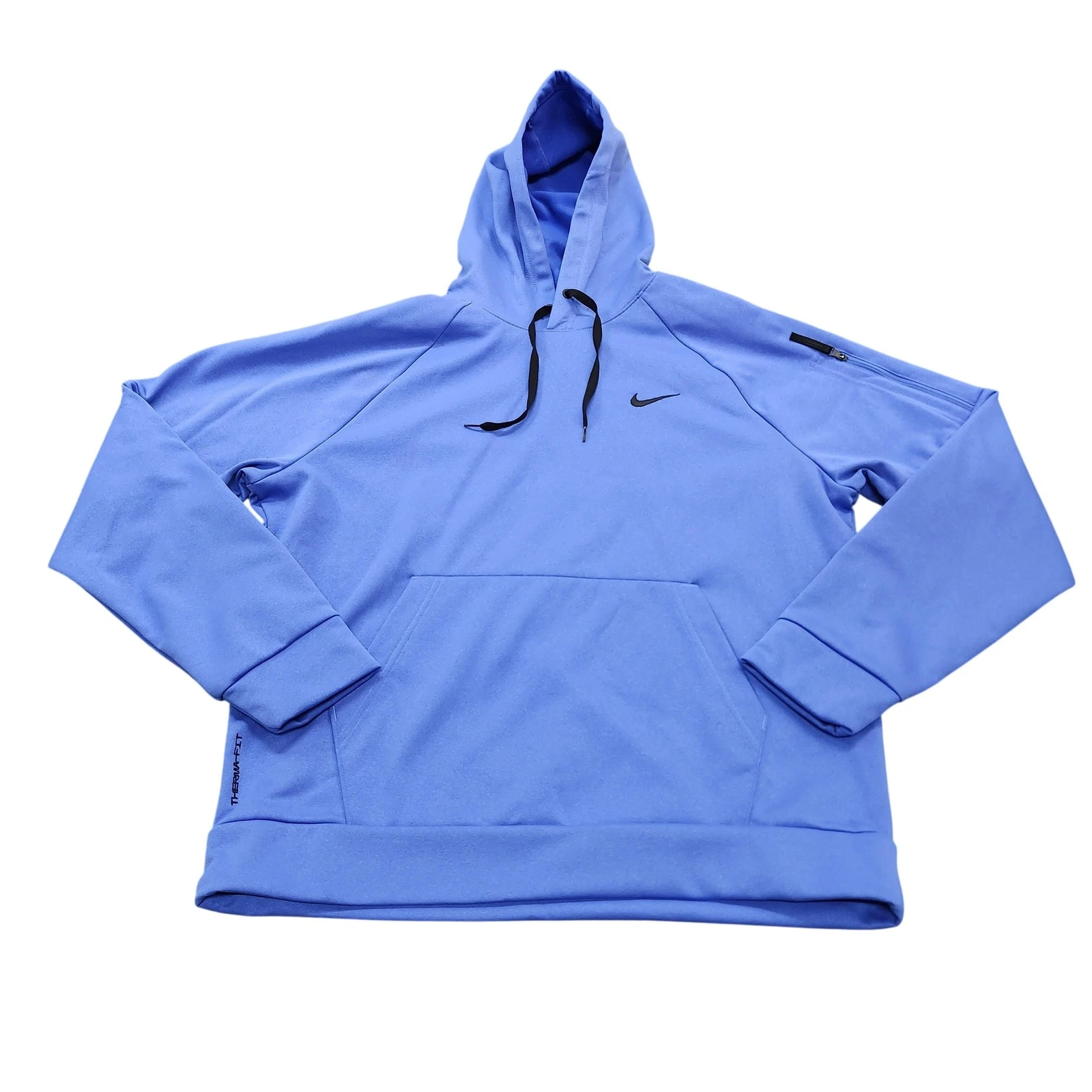 Nike Therma-FIT Hoodie Mens Large Blue Pullover Fleece Training Sweatshirt