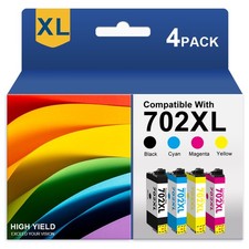 702XL T 702XL Ink Cartridges forEpson 702 Workforce WF-3733 WF-3720 WF-3730 4PK
