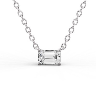 14K Weißgold 0,50 kt im Labor gezüchteter schwimmender Smaragdform Diamant Solitär Anhänger