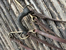 Vintage Double Reins Bridle And English Brass Long Shank Bit
