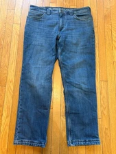 Duluth Trading Jeans Men 38x32 Ballroom Double Flex Buffalo Plaid Flannel Lined