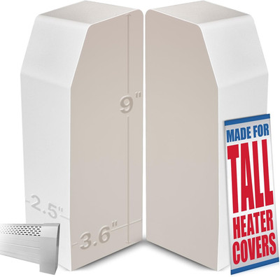 [2 Pack] TALL End Caps for Oversized Baseboard Heater Covers - 9 Inch Tall Plast