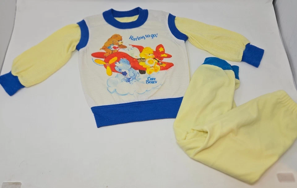 Conjunto de pijama Care Bears pantalón manga larga talla 4/5 ligero 1983 amarillo azul Foto 2 de 4