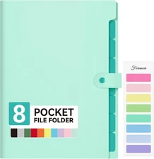Forvencer Expanding File Folder with 8 Pocket, Letter Size Mint Green 