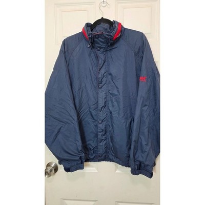 VTG Helly Hansen Packable Windbreaker Jacket Mens Medium Navy Blue Red HH
