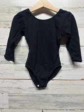 Jacques Moret Black Long Sleeve Leotard - Dancewear - Girls Size XS 4/5 - Very G