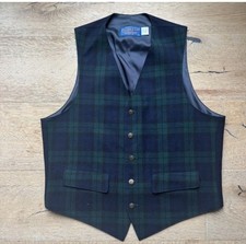VINTAGE Pendleton Virgin Wool Vest Waistcoat Sz42 Blackwatch Tartan NEWPriceFirm
