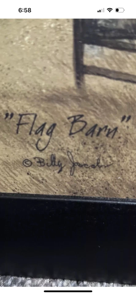 Art Print Flag Barn Framed Picture Billy Jacobs Dark Wood Frame - Imagem 3 de 4