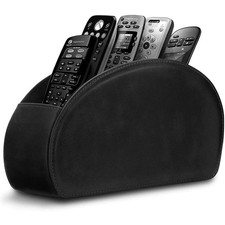Leather Remote Control Holder with 5 Compartments TV Remote Caddy Storage Box...