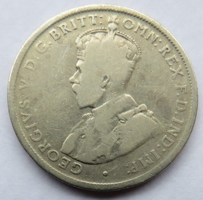 1912 King George V Australia Silver Florin / Two Shillings Coin