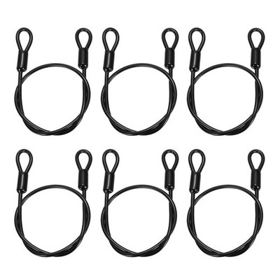 6pcs 5/32'' Dia 1.6ft Security Cable Lock Vinyl Coated Steel with Loops Black