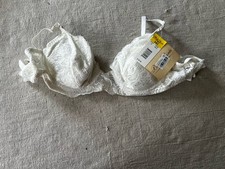 Belle Poirée Lace Bra White 34C Underwire Padded NWT Macy’s $26