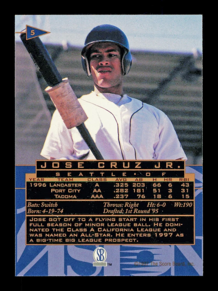 1997 Score Board Visions Signings #5 Jose Cruz Jr. Seattle Mariners - Image 2 of 2