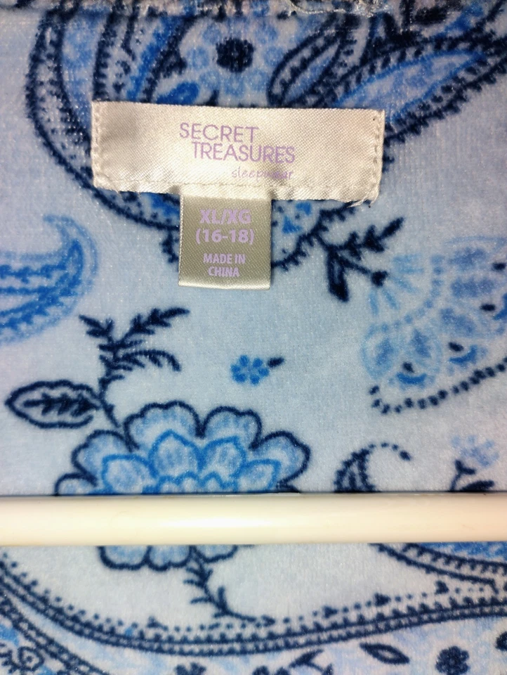 Camisola Secret Treasures longa 1X azul paisley manga longa babado botão de renda G - Imagem 2 de 3