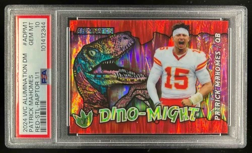 2024 Wild Card Alumination Dino-Might Patrick Mahomes Red Raptor #1/1 PSA 10