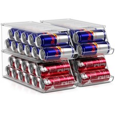 Sorbus Skinny Soda Can Organizer 4Pack - Stackable Can Holder Drink Dispenser