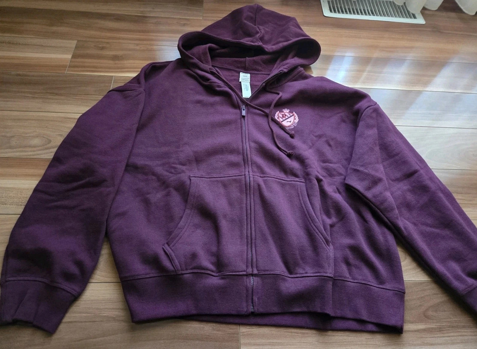 UNDERCOVER Felpa con cappuccio e zip Victorias Secret ROSA campus cane XL Wild Rose nuova con etichette