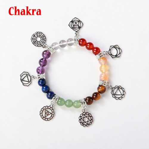 Glücksarmband Armband 7 Chakren Yoga Wulst Reiki Buddha Beads Edelstein Karma - Picture 12 of 14