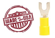 MVP 100 Yellow Vinyl 10-12 AWG Spade Fork Wire Connector Terminal 1/4" Stud USA