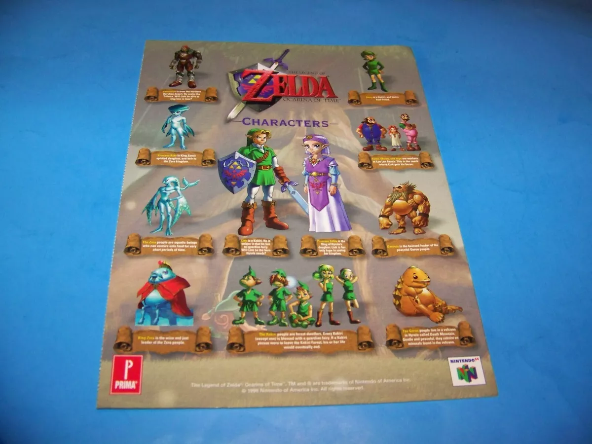 Zelda Ocarina Of Time Characters / Weapons / Items Card From Strategy Guide