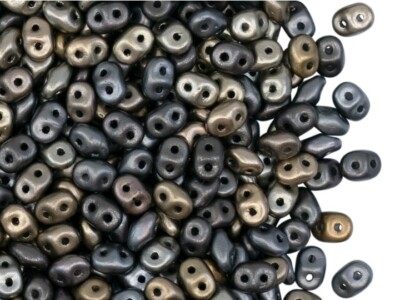 SuperDuo  Seed Beads, 2.5x5mm, Crystal Gray Rainbow, Czech Glass (20gms)