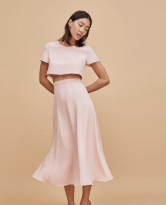 Fame and Partners Pink Straight Neck Skirt Set NWOT Size