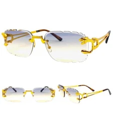 Men Classy Elegant Modern Hip Hop Rapper SUNGLASSES Gold Frame Light Tinted Lens