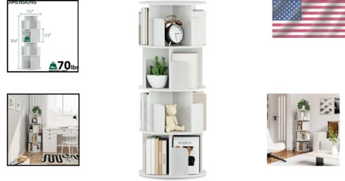 Compact 4-Tier Rotating Book Shelf - Ideal for Kids’ Rooms & Living Areas - Picture 2 of 8