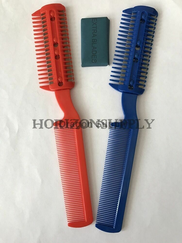 New (1) RAZOR COMB Hair Cutting Thinning Extra BLADES ASSOR COLORS