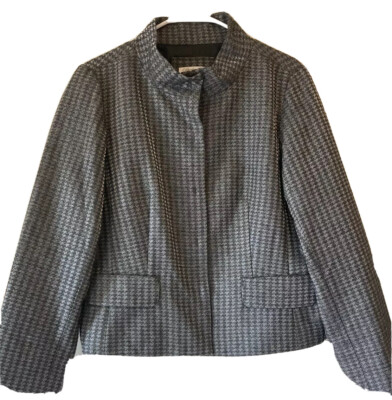 Coldwater Creek Blazer  Jacket 12 Silver Gray Metallic Mandarin Collar Classic