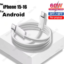 USB-C to USB-C Fast Charger Cable Type C Cord Lot For iPhone 15 16 Pro Samsung