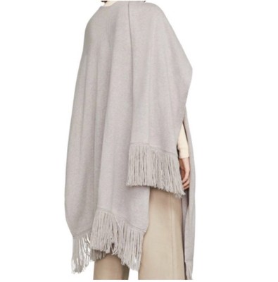 BCBG Maxazria Kiril Fringe Poncho NWT In Marble Merino Wool Wrap Cover Up Shawl