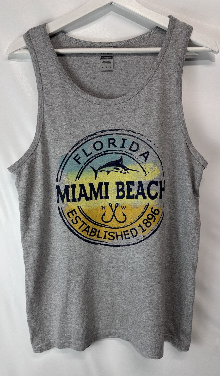 Miami Beach Florida Cotton Tank Tee Shirt Harriet Gray Athletic Beach M