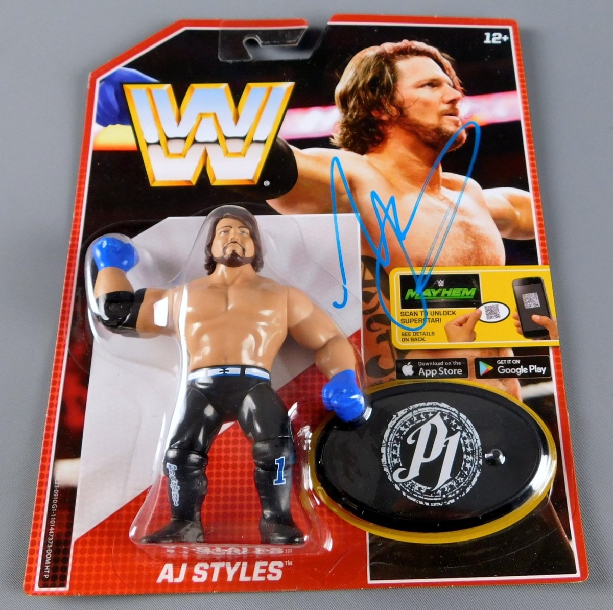 AJ Styles Signed WWE Wrestling Action Figure Wrestler RAW Mattel