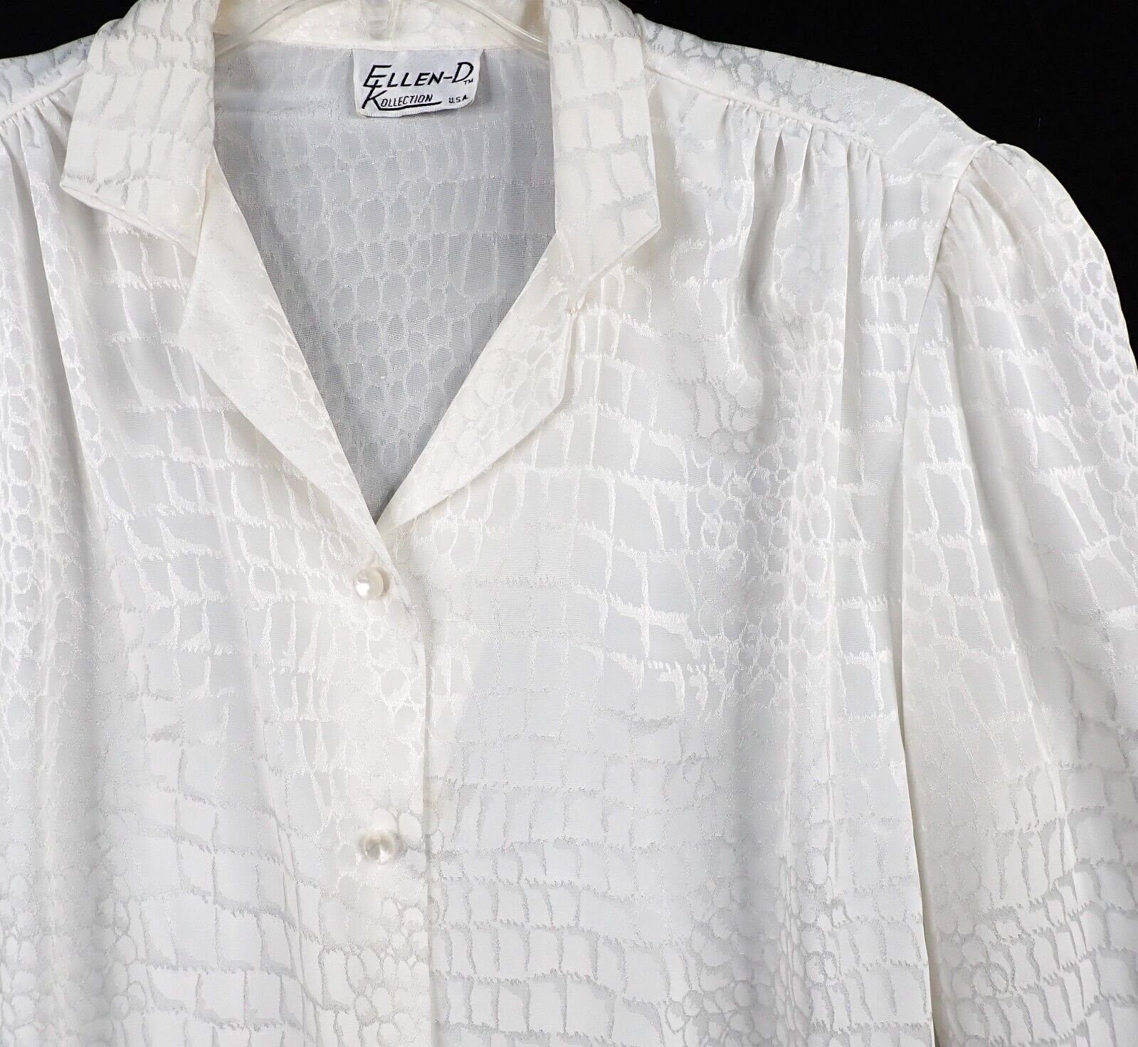 Vintage 80s Ellen D Kollection White Notch Collar… - image 2