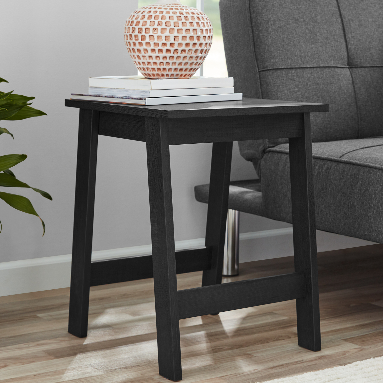 Mainstays Small Square Wood Side Table, Black Finish eBay