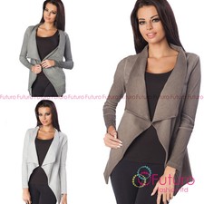 Womens Waterfall Blazer Long Sleeve Jacket Bolero Shrug Cape Size 8-14 Ft2175