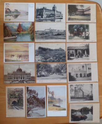 SAMMLUNG VON 17 x um 1910 POSTKARTEN BURMA,BOMBAY,KALKUTTA,POONA,JAMALPUR,INDIEN