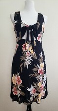 VOLCOM Dress Women S 4/6 Floral Cut Out Front Lined Faux Wrap Skillz Sleeveless