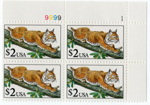 Scott #2482 $2 Bobcat Plate Block of 4 Stamps - MNH P#9999 - Picture 1 of 2