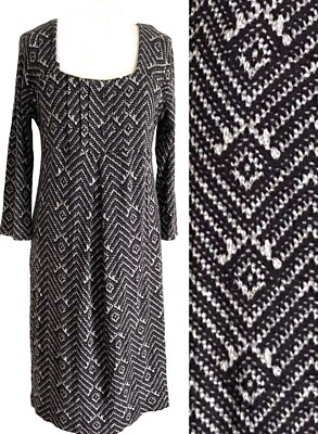 £170   MAX MARA WEEKEND  BLACK GREY CHEVRON JERSEY DRESS Sz 12 UK. BNWT. #19