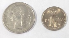 PreEuro 1967 Belgium Franc and 1969 25 Centimes Coins