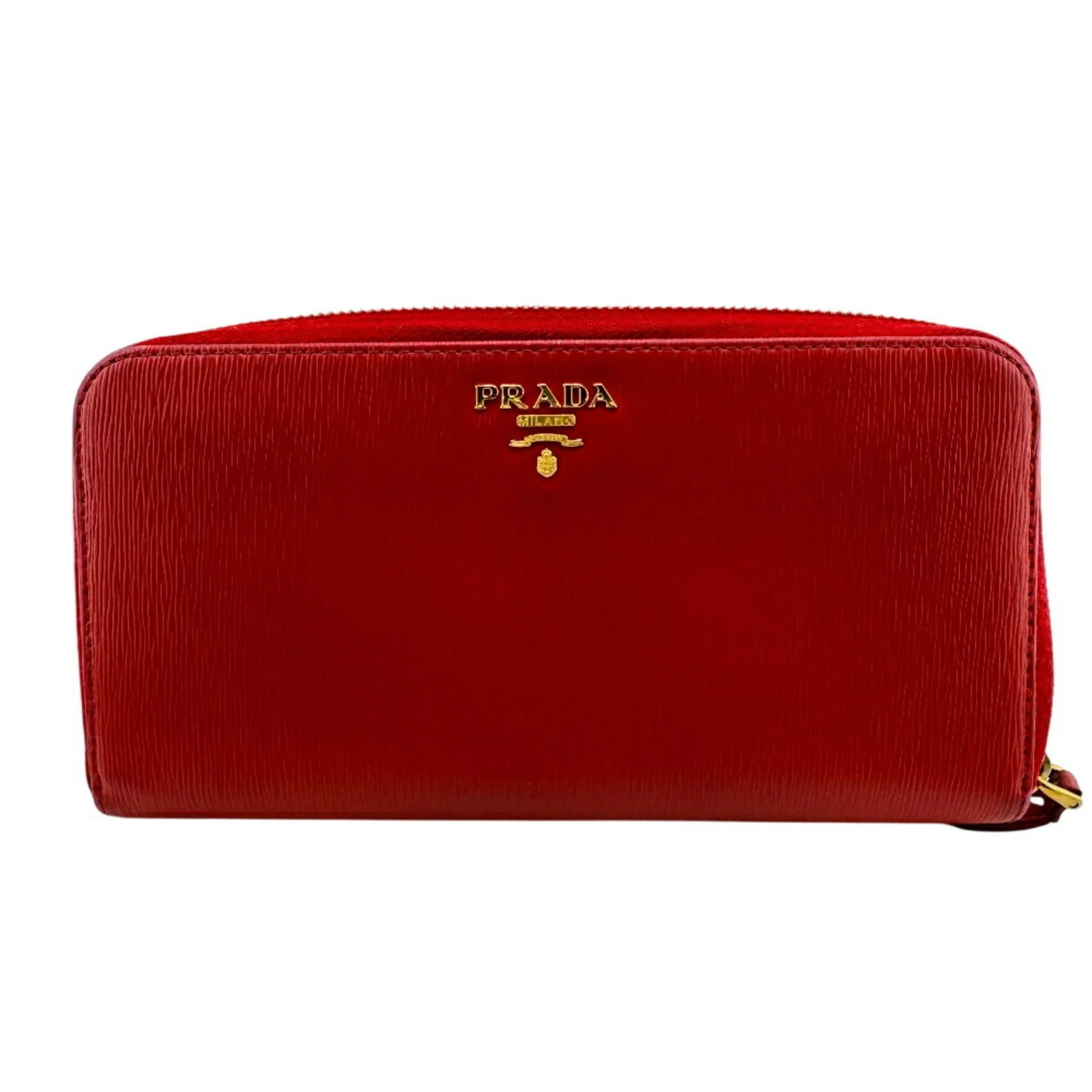 PRADA 1ML506 Round Vitello Move Long Wallet, Red, Women's GZl1f7uv