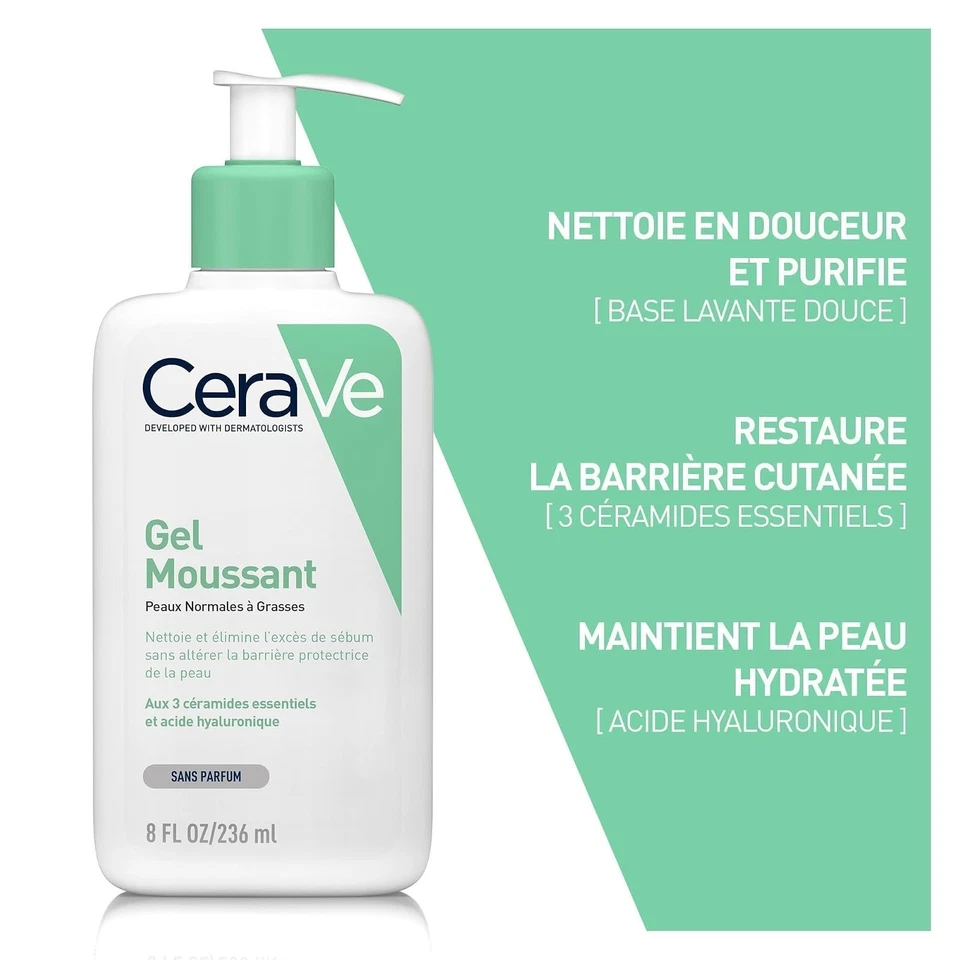 CeraVe Gel Moussant Nettoyant Visage Doux 473ml - Peaux Normales à Mixtes - Photo 4/4